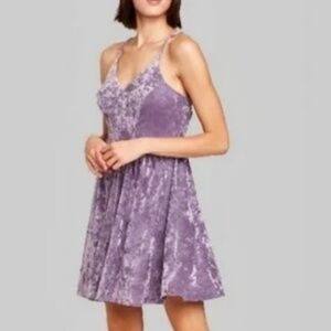 Wild Fable Target Lavender Vintage Violet Crushed Velvet Velour Dress S